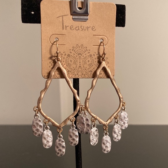 Gold And Silver Teardrop Earrings